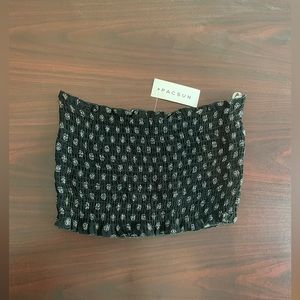 LA Hearts Dainty White Flower Tube Top Black